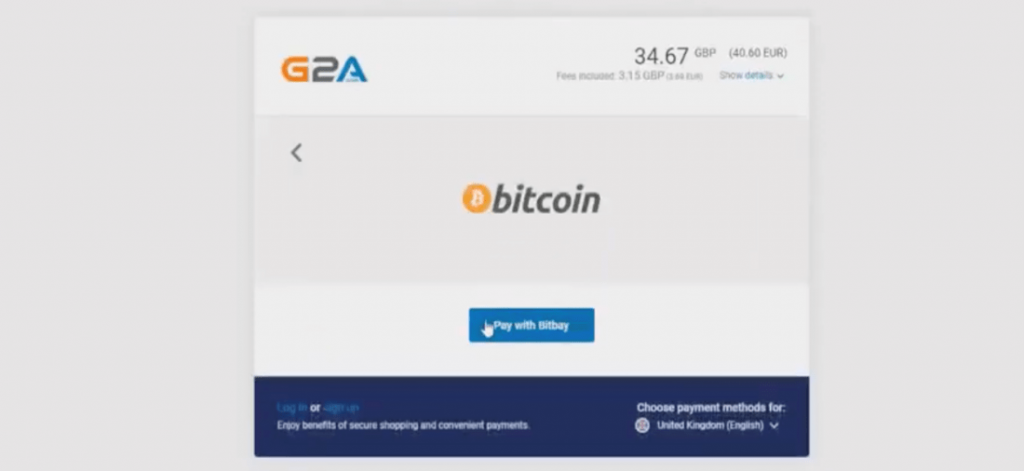 Bitcoin payment G2A