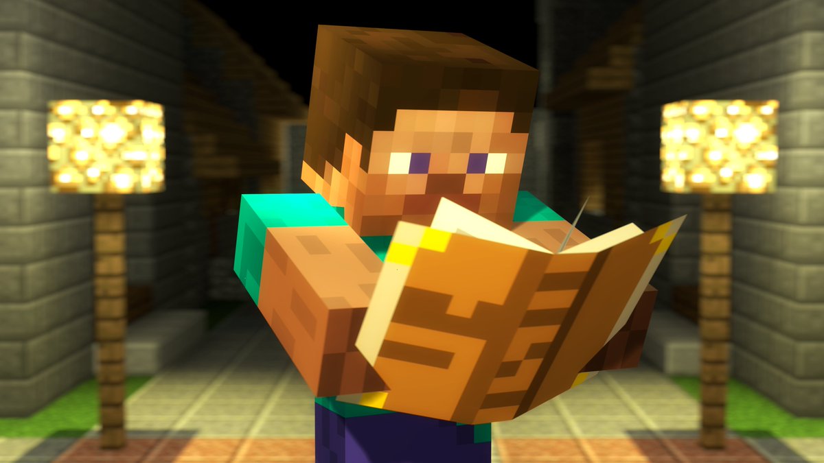 Minecraft's Steve reading a book.